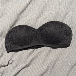 VS Pink Black Lace Strapless Bra